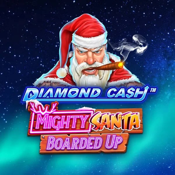 Diamond Cash Mighty Santa Boarded Up slot visual from Greentube available on scoredcasinoo.se